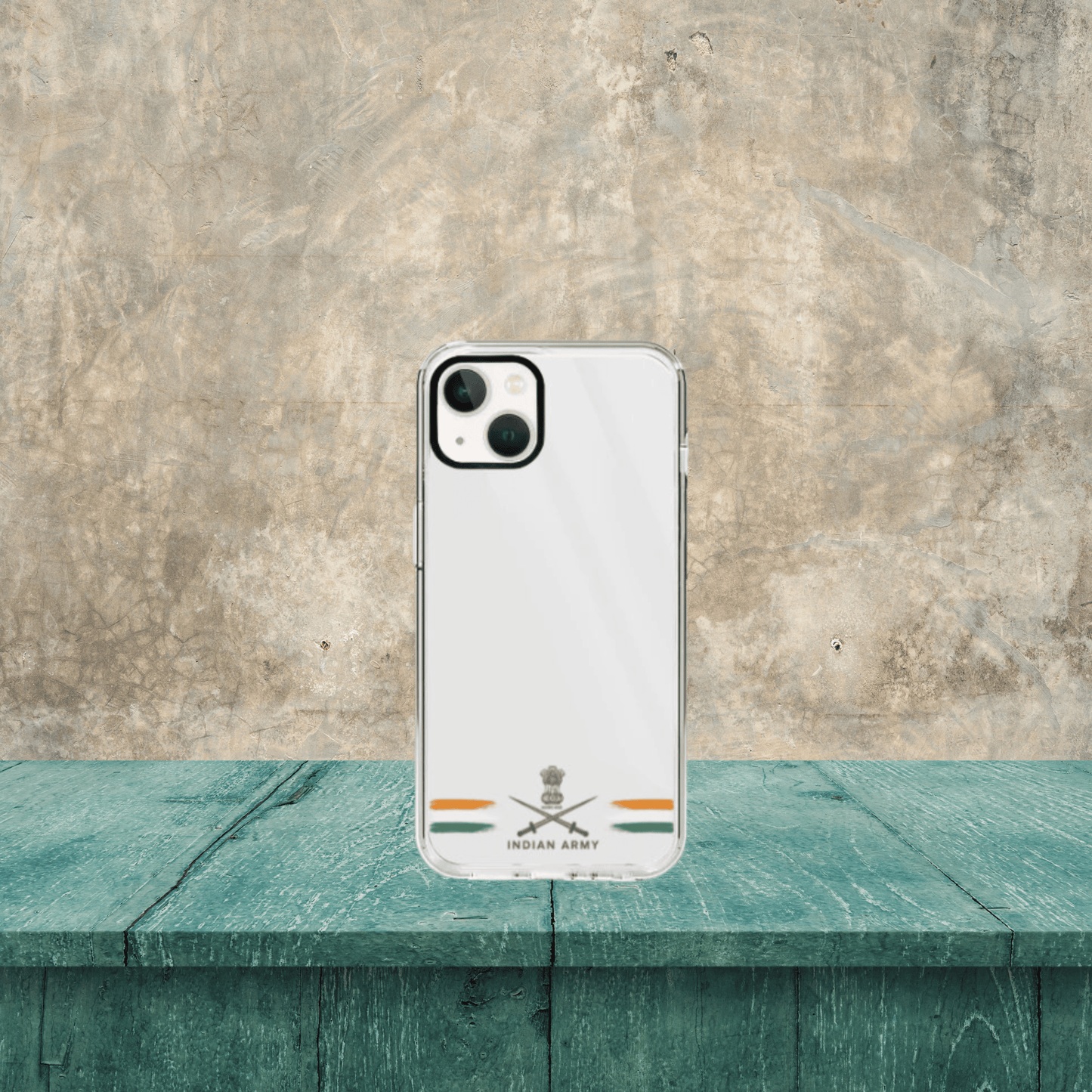 iphone 14 Hard Clear Case | Indian Army logo print with Tricolour