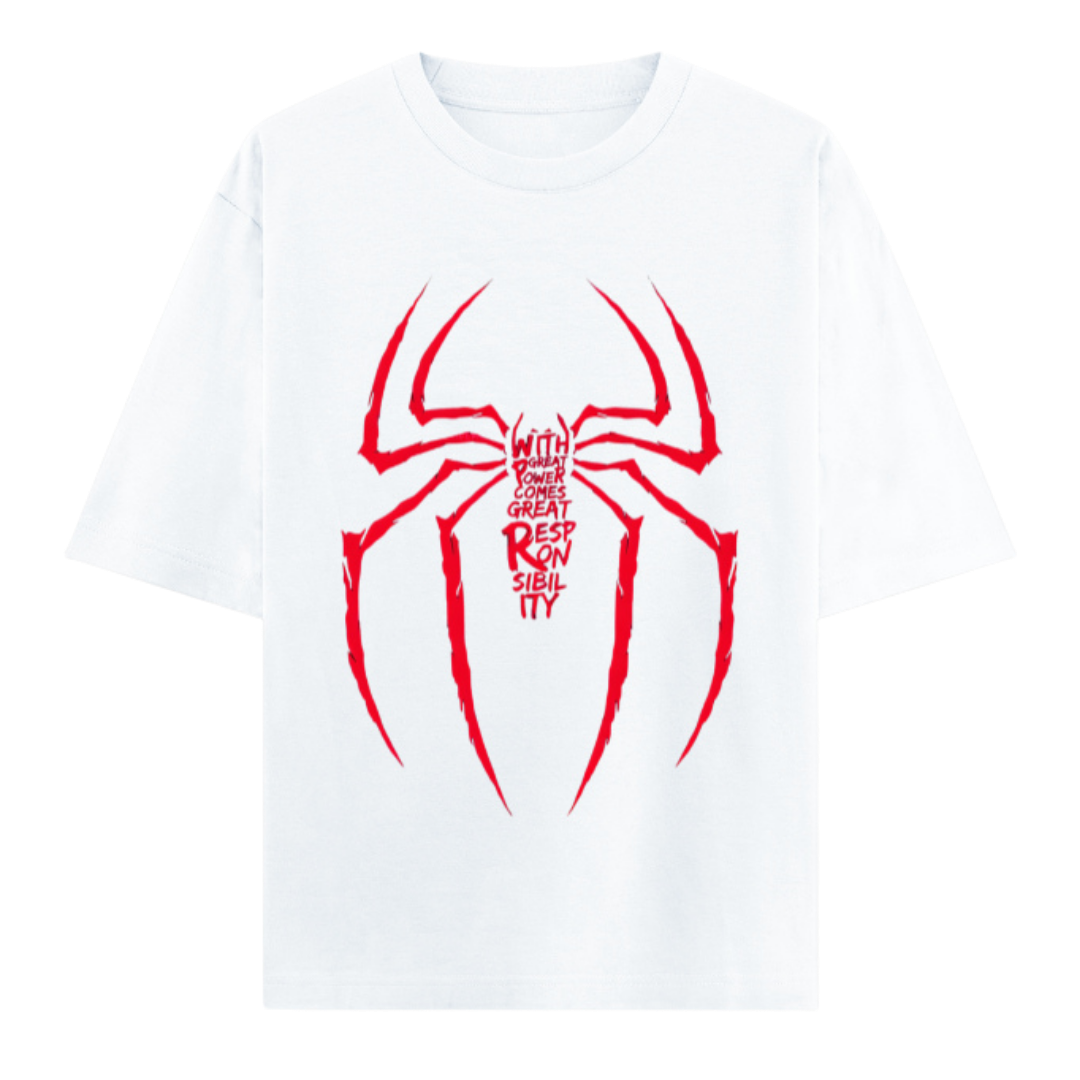 Web Activated: With Great Power Comes Great Responsibility | Urban Hero Oversized Unisex Tee Drop