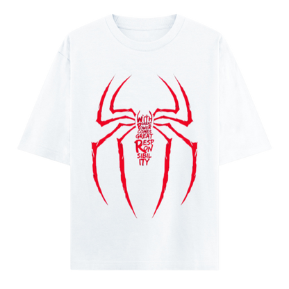 Web Activated: With Great Power Comes Great Responsibility | Urban Hero Oversized Unisex Tee Drop