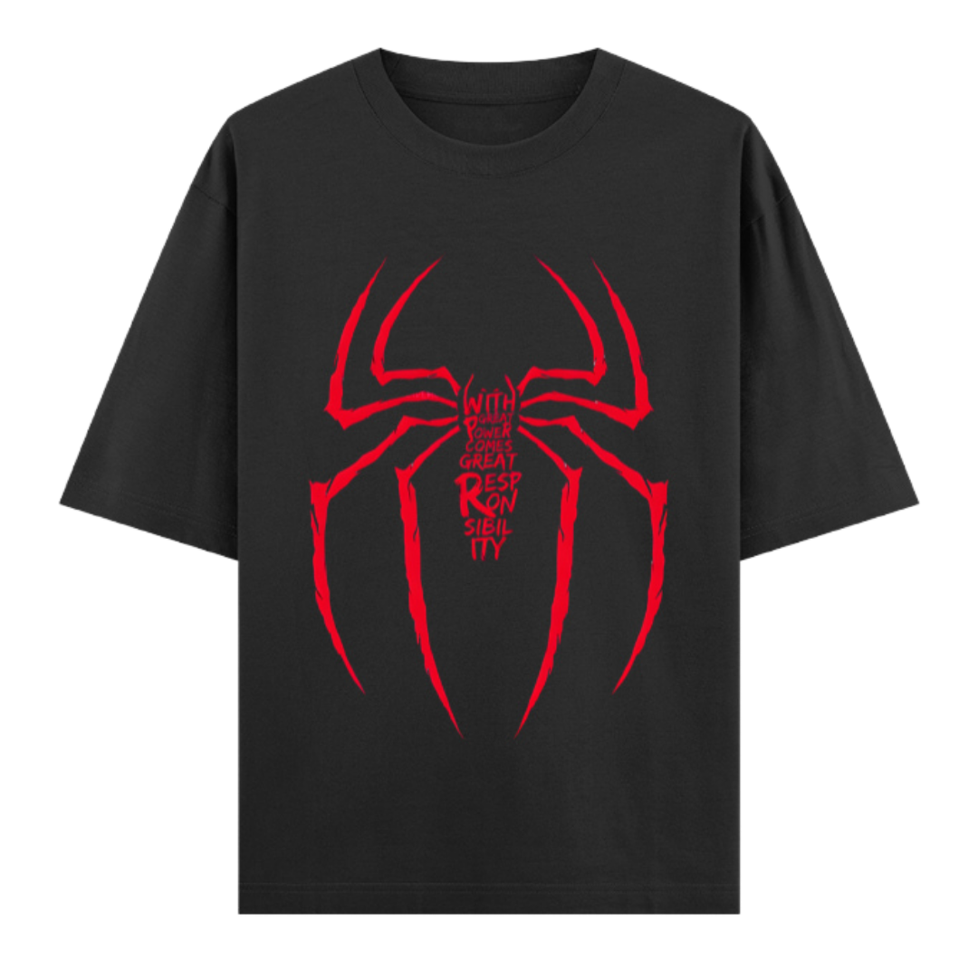 Web Activated: With Great Power Comes Great Responsibility | Urban Hero Oversized Unisex Tee Drop