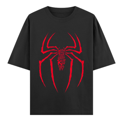 Web Activated: With Great Power Comes Great Responsibility | Urban Hero Oversized Unisex Tee Drop