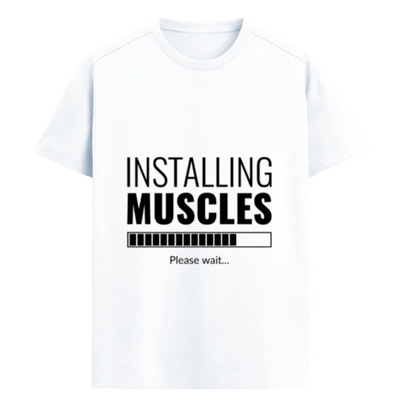 "Installing Muscles" Premium Supima Luxury Tee | Ultra-Comfortable Gym & Fitness Apparel