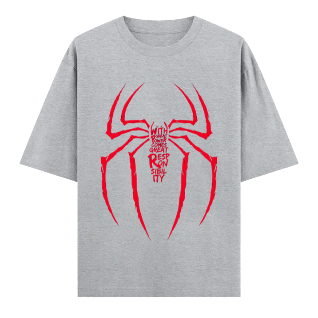 Web Activated: With Great Power Comes Great Responsibility | Urban Hero Oversized Unisex Tee Drop