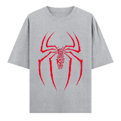 Web Activated: With Great Power Comes Great Responsibility | Urban Hero Oversized Unisex Tee Drop
