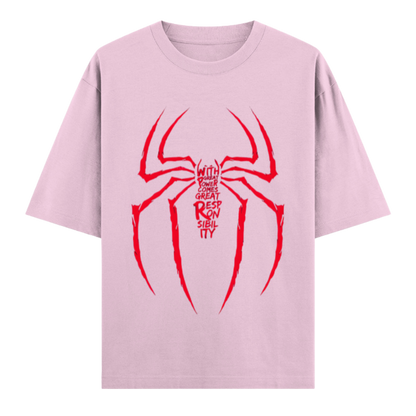 Web Activated: With Great Power Comes Great Responsibility | Urban Hero Oversized Unisex Tee Drop