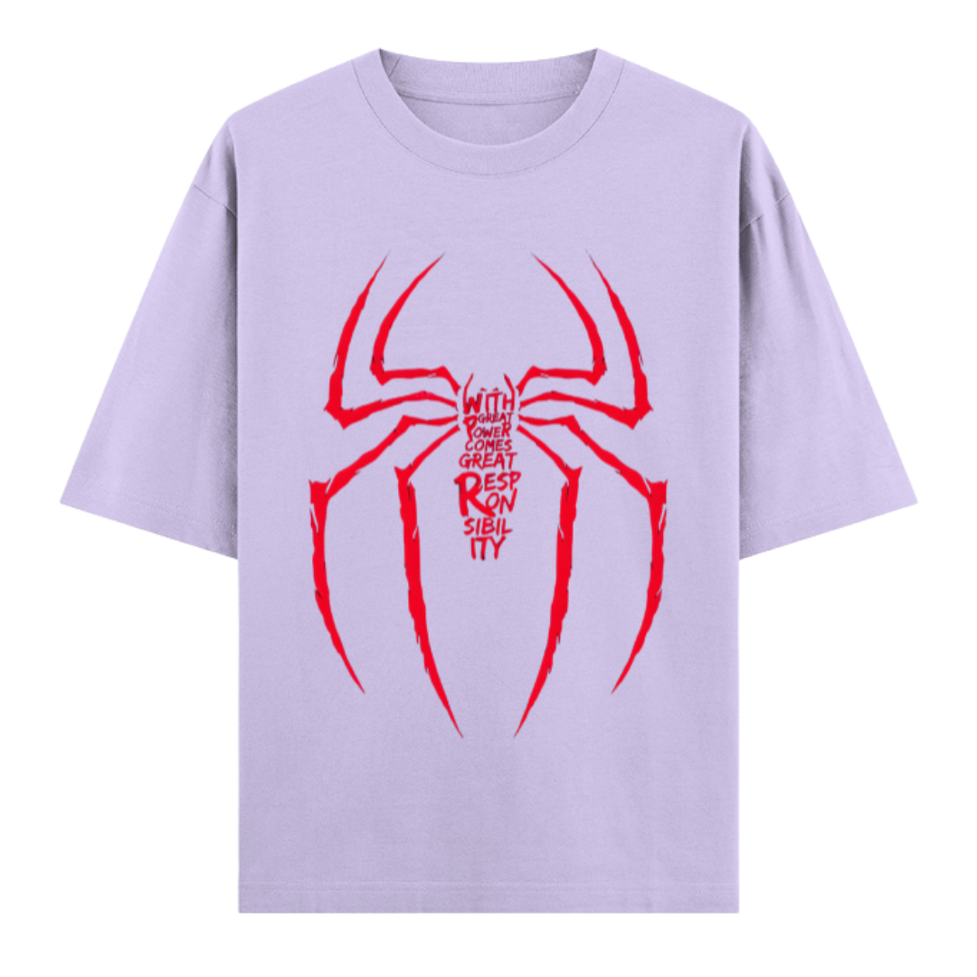 Web Activated: With Great Power Comes Great Responsibility | Urban Hero Oversized Unisex Tee Drop