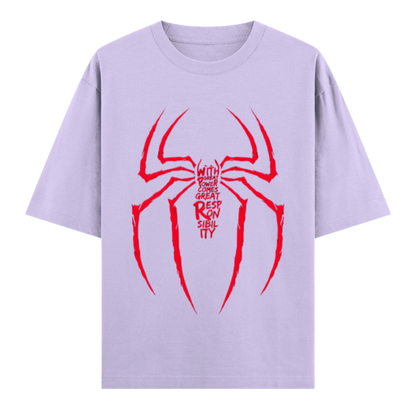 Web Activated: With Great Power Comes Great Responsibility | Urban Hero Oversized Unisex Tee Drop