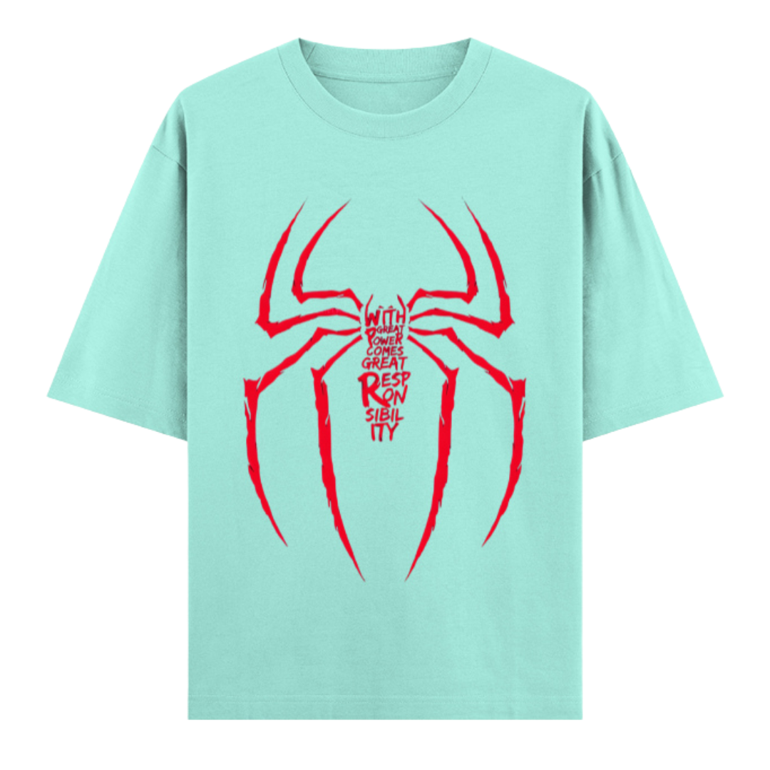 Web Activated: With Great Power Comes Great Responsibility | Urban Hero Oversized Unisex Tee Drop