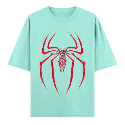 Web Activated: With Great Power Comes Great Responsibility | Urban Hero Oversized Unisex Tee Drop
