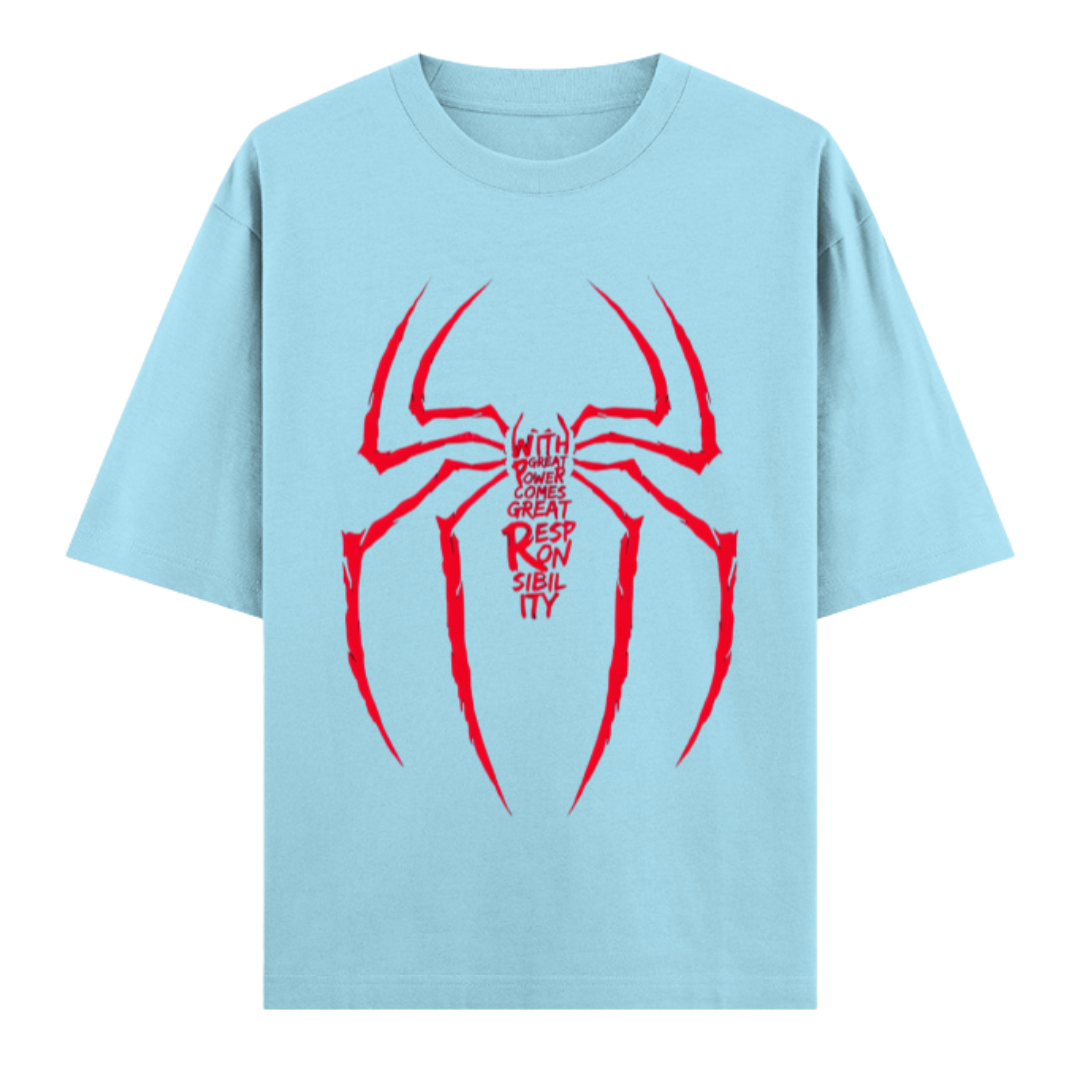Web Activated: With Great Power Comes Great Responsibility | Urban Hero Oversized Unisex Tee Drop