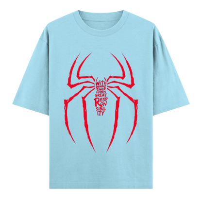 Web Activated: With Great Power Comes Great Responsibility | Urban Hero Oversized Unisex Tee Drop