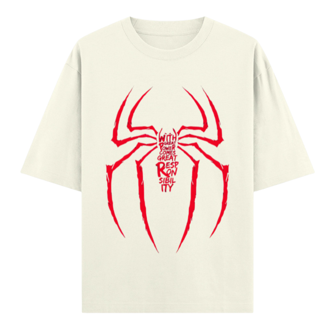 Web Activated: With Great Power Comes Great Responsibility | Urban Hero Oversized Unisex Tee Drop