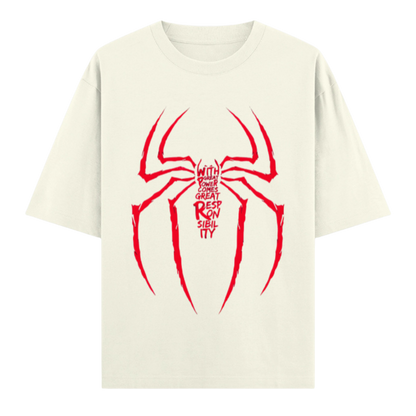 Web Activated: With Great Power Comes Great Responsibility | Urban Hero Oversized Unisex Tee Drop