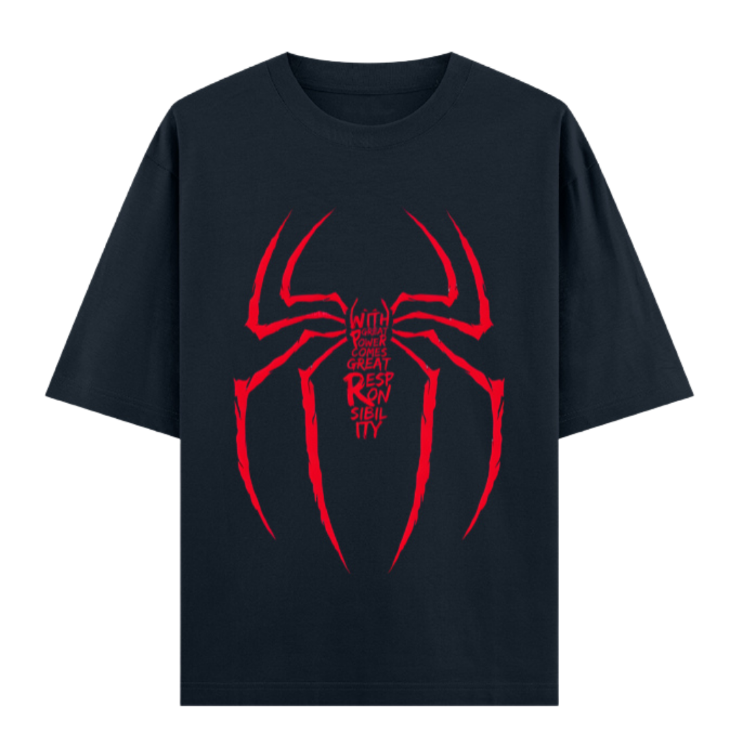 Web Activated: With Great Power Comes Great Responsibility | Urban Hero Oversized Unisex Tee Drop