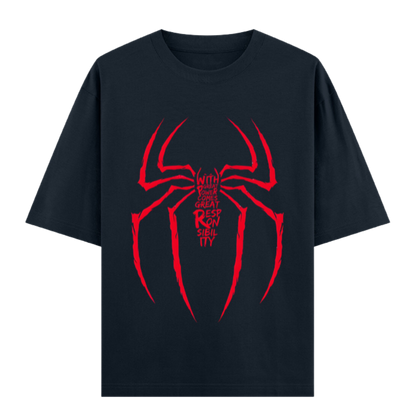 Web Activated: With Great Power Comes Great Responsibility | Urban Hero Oversized Unisex Tee Drop