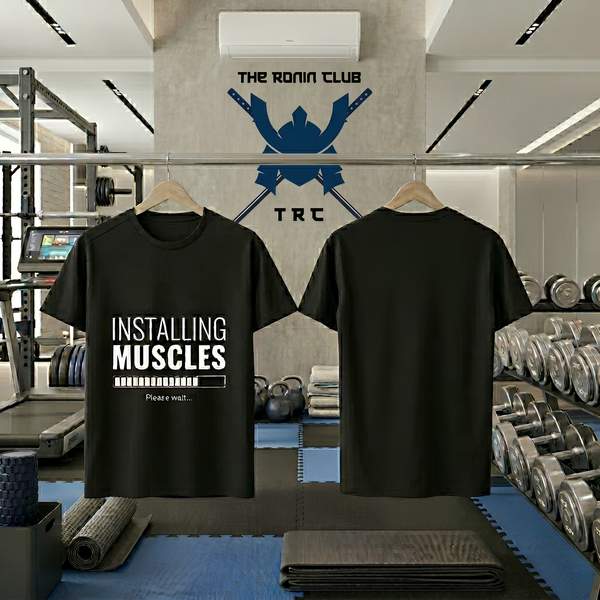"Installing Muscles" Premium Supima Luxury Tee | Ultra-Comfortable Gym & Fitness Apparel